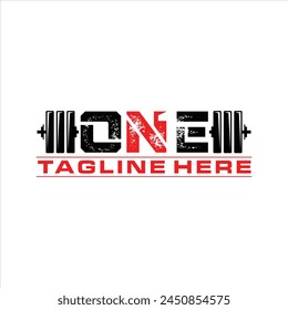 Number One fitness Negative Space logo template, design inspiration, vector