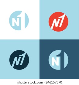 Number One flat style icons set 