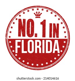 Number one in Florida grunge rubber stamp on white background, vector illustration