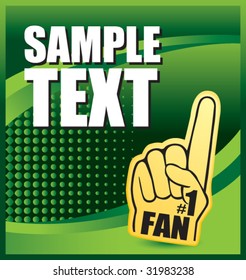 number one foam hand on green halftone banner