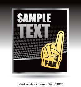 number one foam hand on black halftone banner