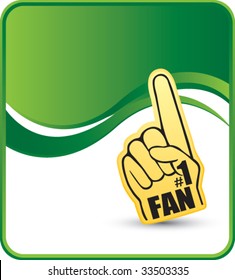 number one foam hand on green wave background