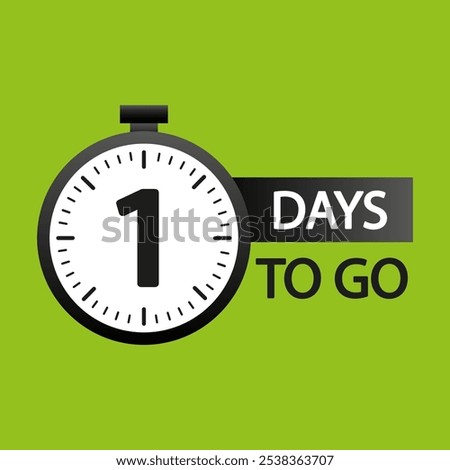 Number one focus. Stopwatch and 1 day. Green background banner. Vector countdown.
