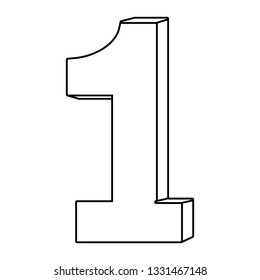 Number one font isolated black and white