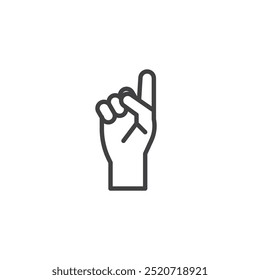 Number one Gesture line icon. Linear style sign for mobile concept and web design. Hand showing one finger outline vector icon. Index symbol, logo illustration. Vector graphics.