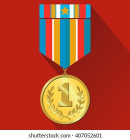 Number one gold medal vector illustration