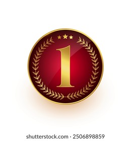 number one golden sign for winner or champion vector