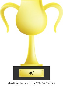 Number one golden trophy 3d design. Suitable for competition, championship, sports, or games related illustration.