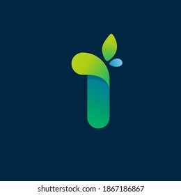 Number one green gradient eco logo. Vector one line colorful typeface for agriculture branding design, spring labels, garden posters, environment identity etc.
