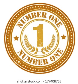 Number one grunge rubber stamp on white, vector illustration