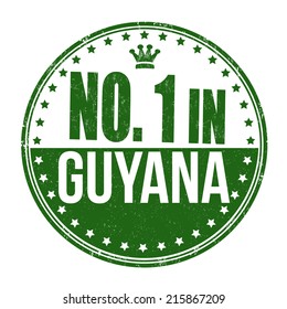 Number one in Guyana grunge rubber stamp on white background, vector illustration