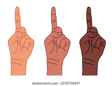 Number One Hand Finger Pointing Up vector isolated