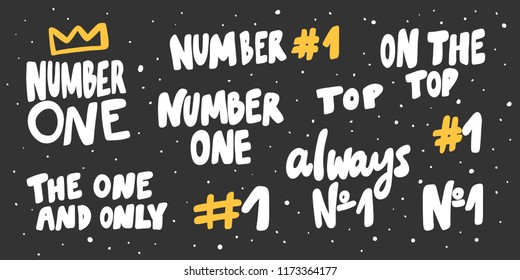 Number one, #, hashtag, on the top, always 1, one and only. Stickers for social media. Vector hand drawn illustration design. Bubble pop art comic style poster, t shirt print, post card, video blog