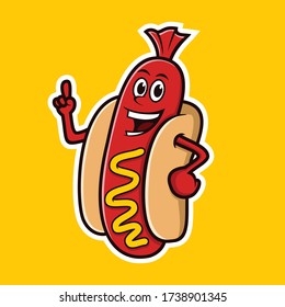 Number One Hotdog Cartoon Illustrtations