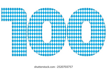 Number One hundred With Bavarian Oktoberfest Seamless Pattern Vector Illustration. Number 100 Isolated On A White Background
