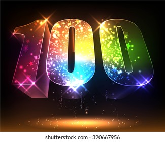 Number one hundred. Salute- vector isolated on black background
