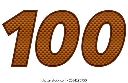 Number One Hundred Vector Illustration. Orange Patterned Number 100 Isolated On A White Background
