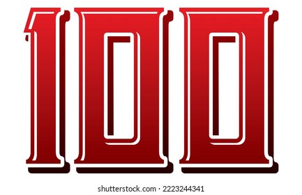 Number One Hundred Vector Illustration. Number 100 Isolated On A White Background
