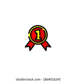 Number one icon. E-commerce and online shopping icon. Simple, outline, flat, black, color.