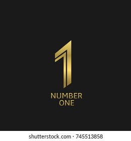 Number one icon. Golden first place logo emblem