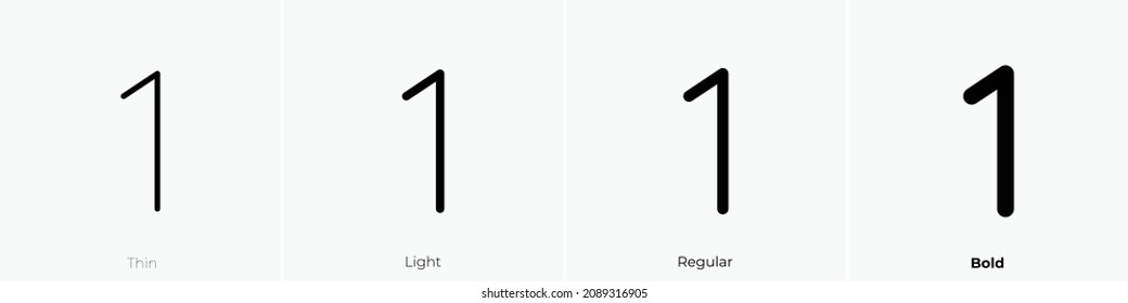 number one icon. Thin, Light Regular And Bold style design isolated on white background