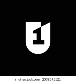 Número um incorporado com escudo para jogos ícone recurso 