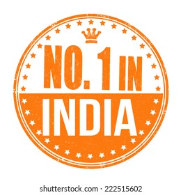 Number one in India grunge rubber stamp on white background, vector illustration