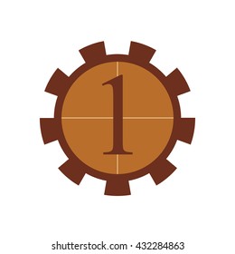 Number one inside of brown gear