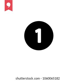 Number one inside a circle, shop vector icon