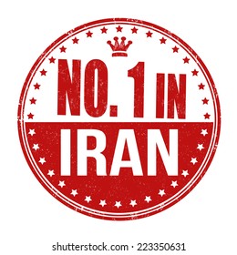 Number one in Iran grunge rubber stamp on white background, vector illustration