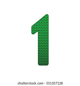 Number One in knitting style. A knitted number. 