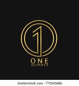 Number One Label. Golden First Place Logo Emblem