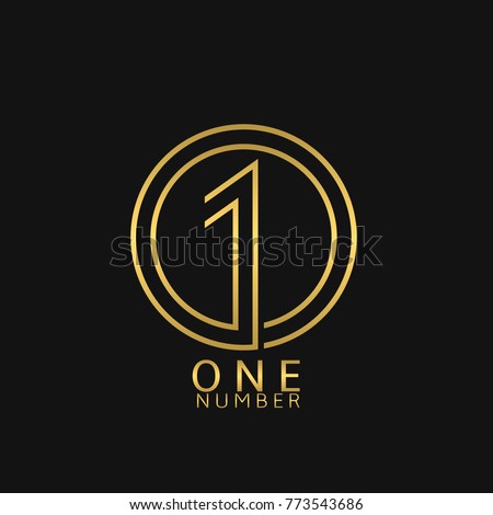 Number one label. Golden first place logo emblem