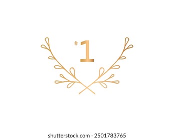 number one, laurel wreath creative symbol concept. Trophy, cup abstract business logo idea. Award, win, winner icon. Corporate identity logotype, company graphic design template