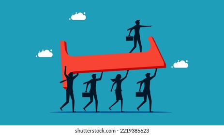 Number one leader in business. The team of businessmen help each other occupy the number one spot
