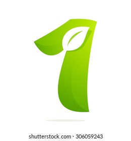 Number one with leaves and negative space. Vector design template elements for your application or corporate identity.