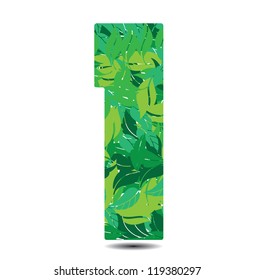 number one in leaves vector illustration