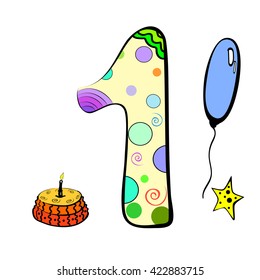 Number one. Lines of colored sketch. A child's drawing.