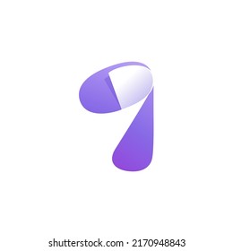 Number one logo with curled corner. Negative space style icon. Colorful gradient note paper. Modern clean vector origami font for your stickers, crypto app, nft identity, and tags.