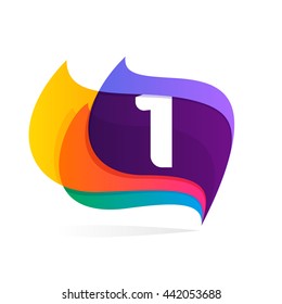 Number one logo in feather or flags icon. Colorful vector design for banner, presentation, web page, app icon, card, labels or posters.