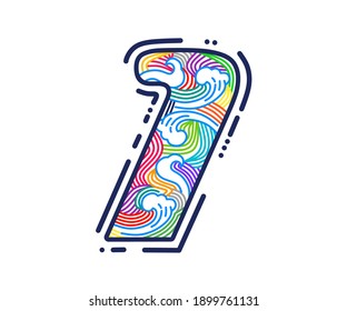 Number One logo formed by neon line or fingerprint. Vector design for banner, presentation, web page, card, labels or posters. available for re-editing