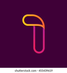 Number one logo formed by colorful neon line. Font style, vector design template elements for your application or corporate identity.