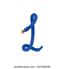 Number one logo formed by electric cable. Technology vector design for banner, web page, card, labels or posters.