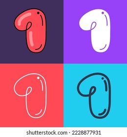 Number one logo. Funny bold childish style font. Overlapping line with multicolor background. Ideal for colorful applications, street art, bright advertising, toy packaging, multimedia identity.