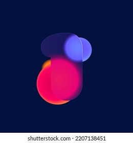 Logo número uno en estilo morfismo de vidrio. Icono vector multicolor translúcido sobre fondo negro. Perfecto para el arte colorido, diseño moderno, publicidad borrosa vibrante, identidad multimedia.
