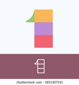 Number one logo made of block pattern with pretty dim colors. Vector template perfect to use in a cute corporate identity, greeting packaging, wedding posters, clothes design, and others.  svg