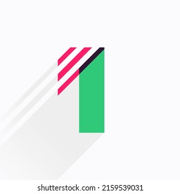 Number one logo made of overlapping lines. Perfect for applique art, children design, vibrant advertising, mosaic packaging, pattern identity.