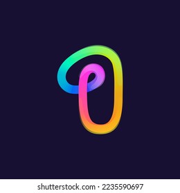 Number one logo. Rainbow gradient one line icon. Overlapping multicolor emblem with glossy shine. Ideal for colorful app, street art design, bright advertising, toy packaging, multimedia identity.