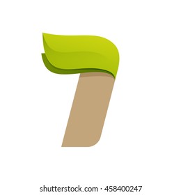 Number one logo with speed green leaves. Ecology vector design for banner, presentation, card, labels or posters.