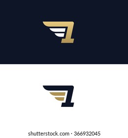 Nummer eins Logo-Vorlage. Wings Design Element Vektorgrafik. Corporate Branding-Identität